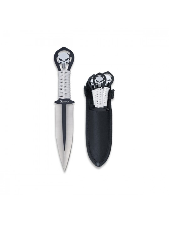 Martinez Albainox Skull Μαχαίρι Ρίψης Ασημί σε Θήκη Σετ 3τμχ - 32453