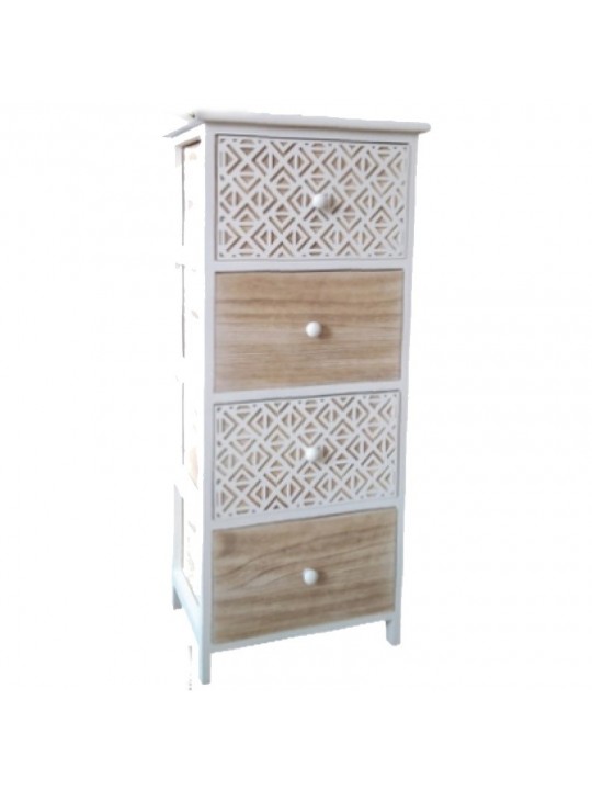 Eurocasa 9870 Επιδαπέδια Ραφιέρα Μπάνιου Ξύλινη με 4 Ράφια 37,5×27,5×86 cm