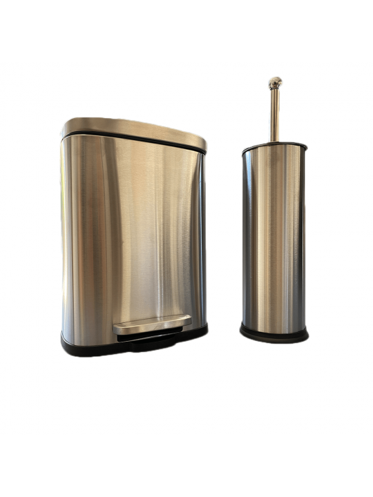 Eurocasa 2122-2123 Inox Σετ Πιγκάλ και Καλαθάκι Μπάνιου 5lt Ασημί