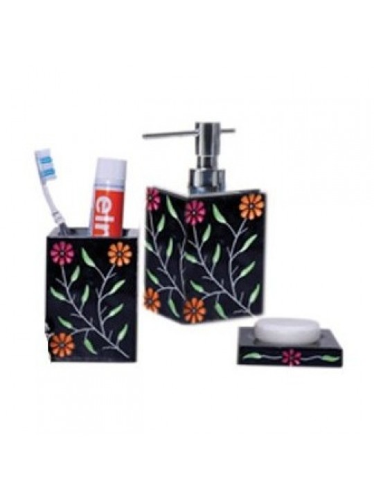 Σετ dispenser, ποτηροθήκη και σαπουνοθήκη λουλούδια