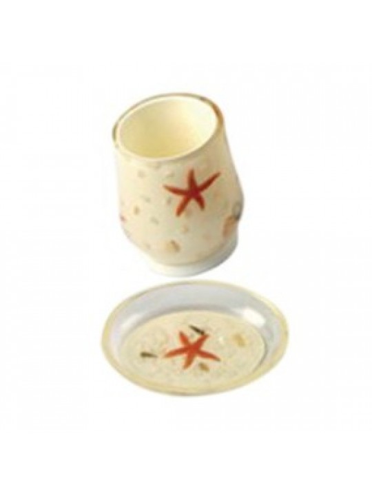 Σετ ποτηροθήκη και σαπουνοθήκη Polyresin με χειροποίητη άμμο και αστερία
