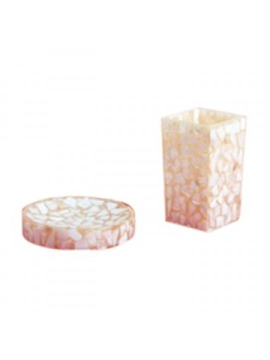 Σετ ποτηροθήκη και σαπουνοθήκη Polyresin με χειροποίητη πέτρα