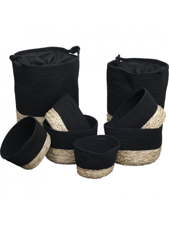 Eurocasa 9910 Σετ Καλάθια Απλύτων Ψάθινα Μαύρο