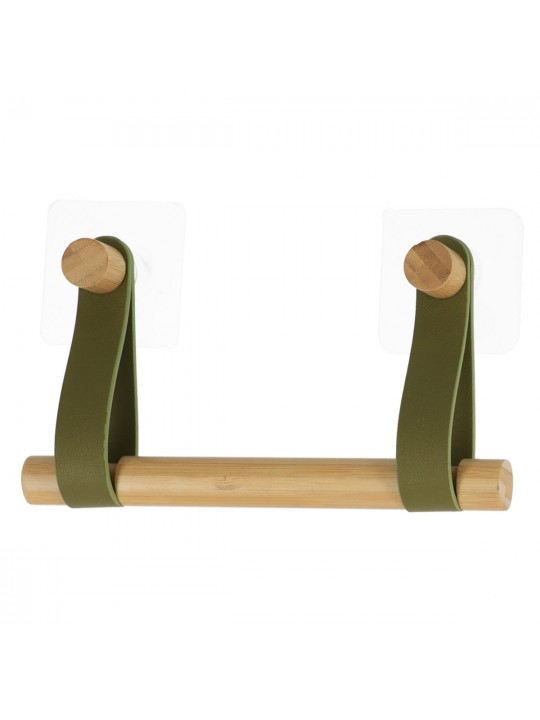 Κρεμάστρα για χαρτί υγείας bamboo με δερμάτινο άγκιστρο σε αυτοκόλλητο
