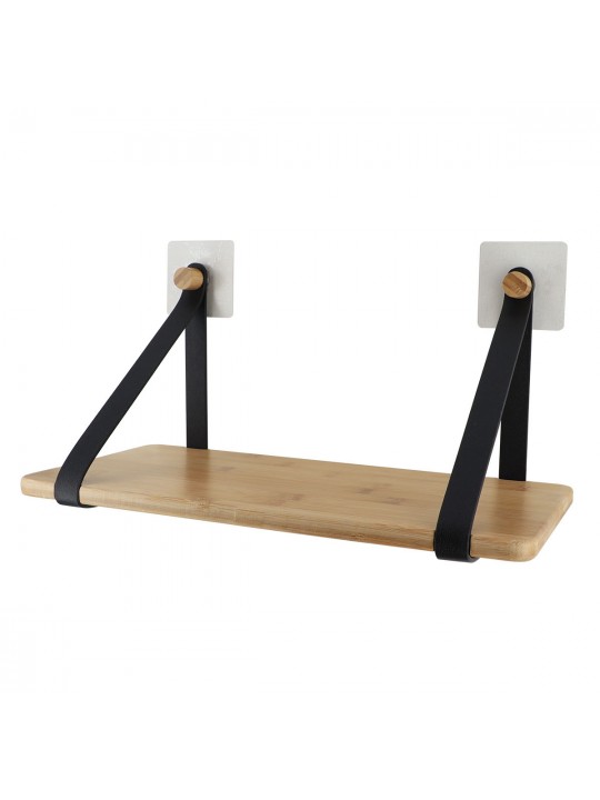 Ράφι bamboo με δερμάτινο άγκιστρο