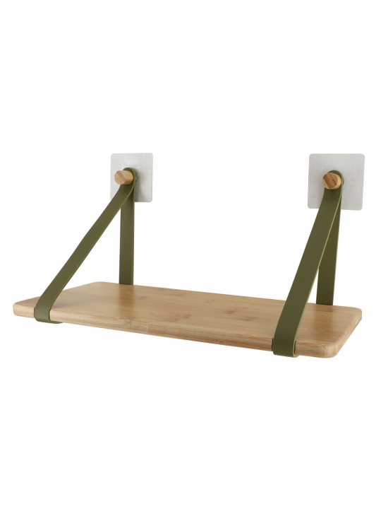 Ράφι bamboo με δερμάτινο λουρί