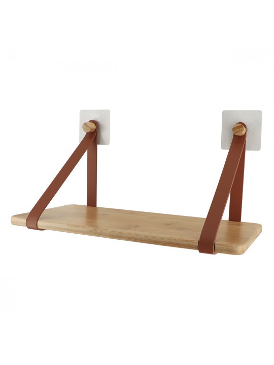 Ράφι bamboo με δερμάτινο άγγιστρο