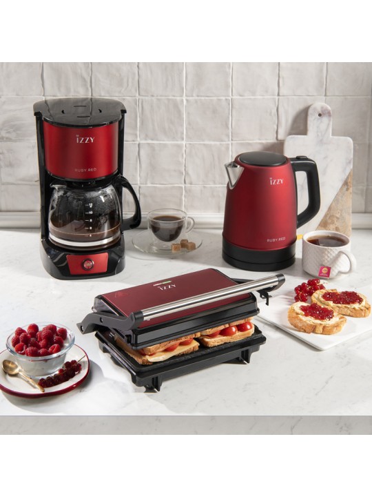 Izzy 224554 Panini Τοστιέρα για 2 Τοστ 1000W Κόκκινη Izzy 224554 Panini Τοστιέρα για 2 Τοστ 1000W Κόκκινη