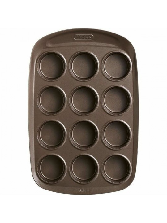 Φόρμα Pyrex 304012 Ζαχαροπλαστικής για Cupcakes/Muffins από Ανοξείδωτο Ατσάλι 12 Θέσεων