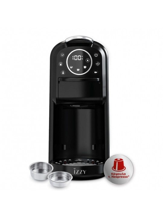 Izzy 224678 Αυτόματη Μηχανή Espresso IZ-6019 1400W Πίεσης 20bar Μαύρη