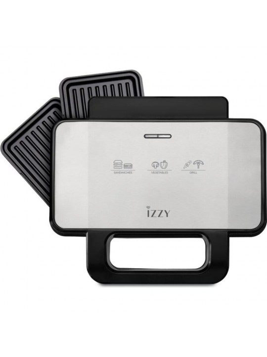 Τοστιέρα Izzy 224742 Γκριλιέρα με Αποσπώμενες Πλάκες 1000W Inox IZ-2036