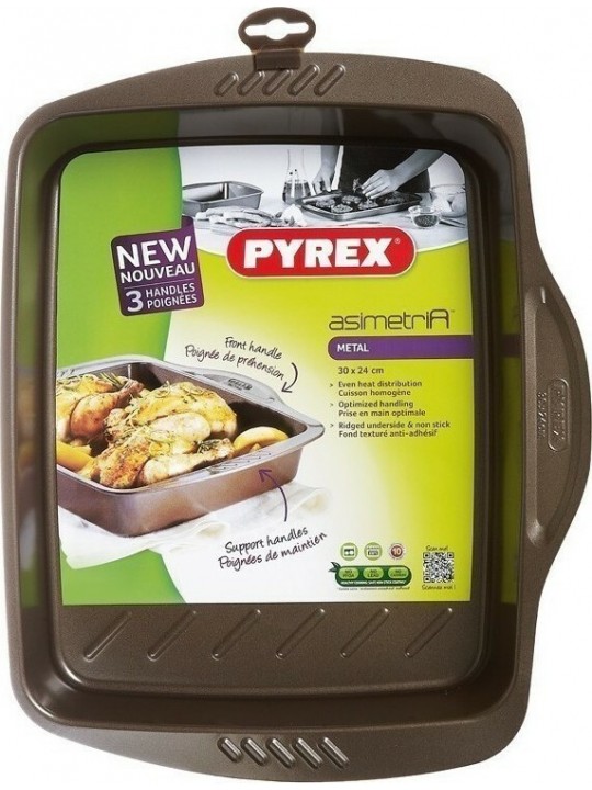 Pyrex Asimetria 322001 Ταψί Ορθογώνιο Αλουμινίου με Αντικολλητική Επίστρωση 30x24cm