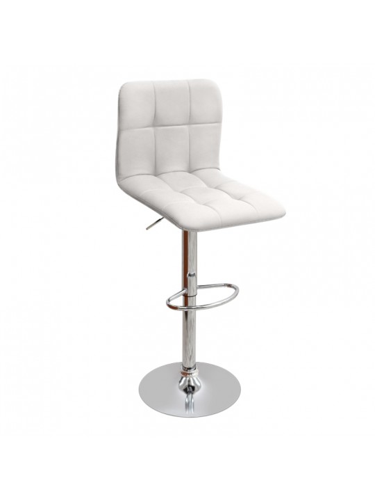 Σκαμπό μπαρ  Carmelo Megapap με ρυθμιζόμενο ύψος PU λευκό - βάση χρωμίου 45x42x90/113εκ.