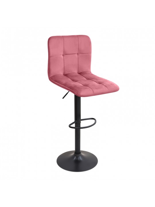 Σκαμπό μπαρ Carmelo Megapap με ρυθμιζόμενο ύψος βελούδο σάπιο μήλο - βάση μαύρο ματ 45x42x90/113εκ.