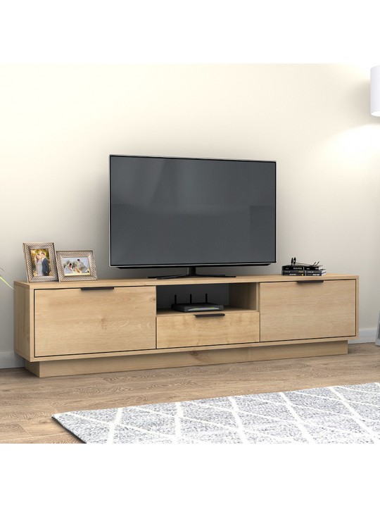 Έπιπλο τηλεόρασης Mensa Megapap χρώμα φυσικό οξιάς 180x35x43cm.