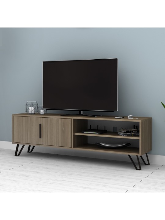 Έπιπλο τηλεόρασης Foot Megapap χρώμα καρυδί 160x35x49εκ.