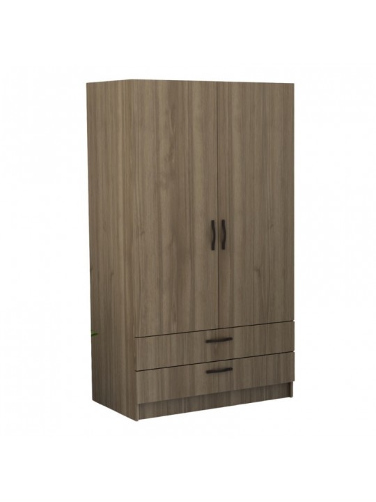 Ντουλάπα ρούχων Victoria Megapap δίφυλλη με συρτάρια χρώμα καρυδί 100x60x181εκ.