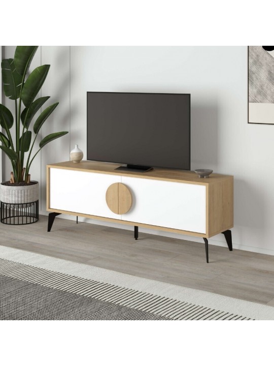 Έπιπλο τηλεόρασης Gora Megapap χρώμα sapphire oak - silky black 140x35,6x51εκ.