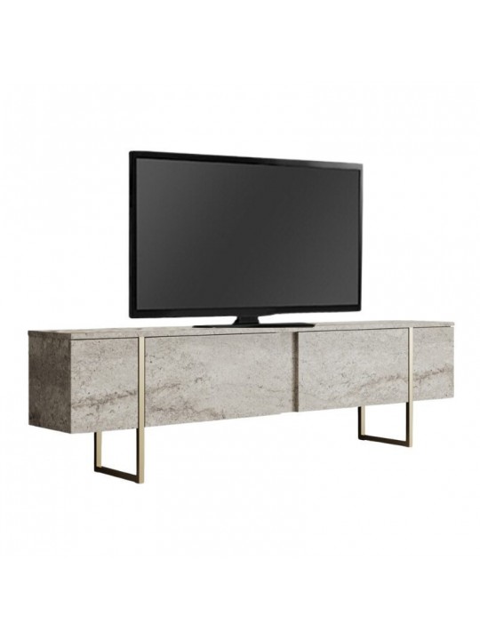 Έπιπλο τηλεόρασης Luxe Megapap χρώμα travertine - χρυσό 180x30x50εκ.