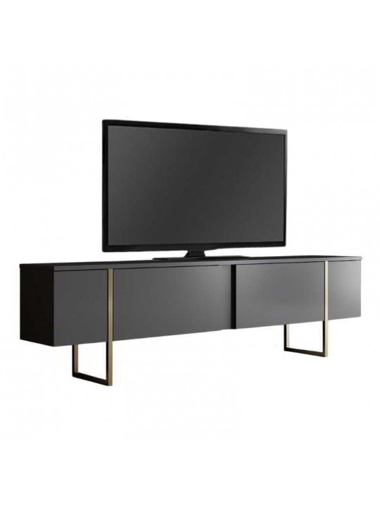 Έπιπλο τηλεόρασης Luxe Megapap χρώμα ανθρακί - χρυσό 180x30x50εκ.