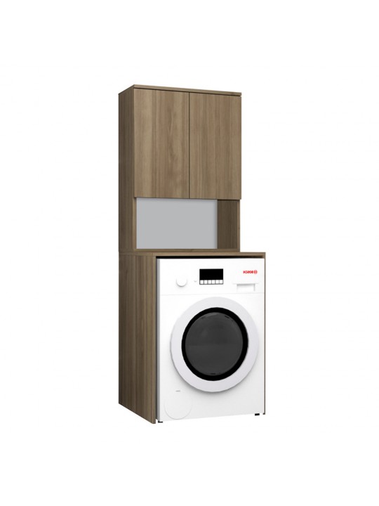 Έπιπλο πλυντηρίου Cozen Megapap χρώμα καρυδί 65x60x178εκ.