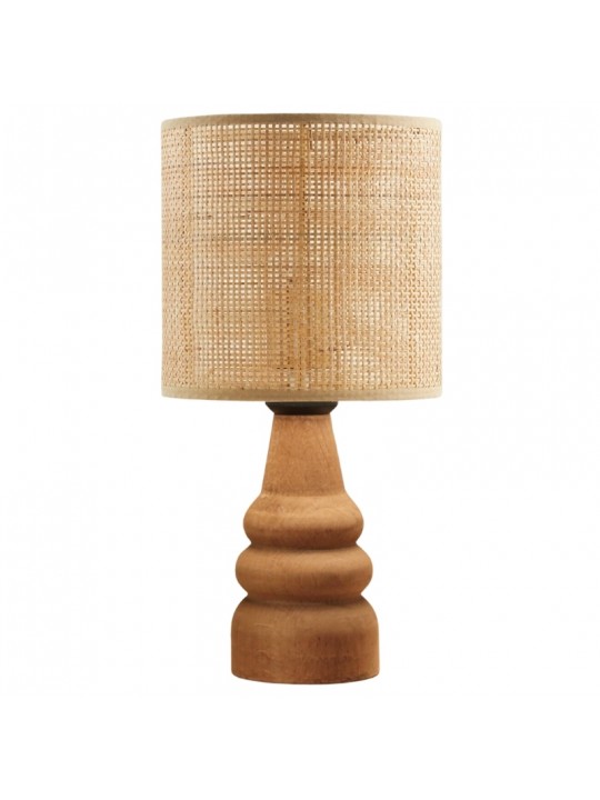Φωτιστικό επιτραπέζιο Tino Megapap E27 pe rattan - ξύλο χρώμα φυσικό Ø15x32εκ.