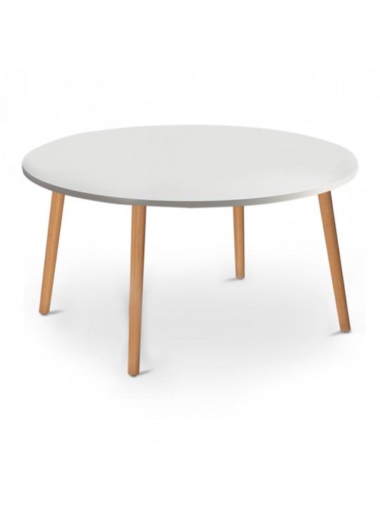 Τραπεζάκι σαλονιού Circle Megapap από μελαμίνη χρώμα λευκό 90x90x40εκ.