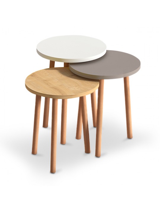 Βοηθητικά τραπεζάκια Roma Megapap από μελαμίνη χρώμα λευκό - cappuccino - oak