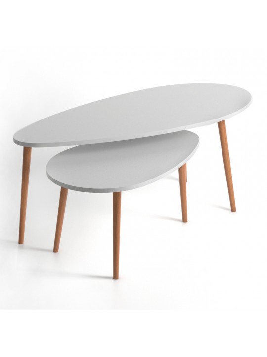 Βοηθητικά τραπεζάκια Elips Megapap από μελαμίνη χρώμα λευκό 116x46x46εκ.