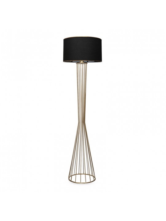 Φωτιστικό δαπέδου Clarke Megapap μέταλλο/ύφασμα χρώμα χρυσό/μαύρο 38x21x155εκ.