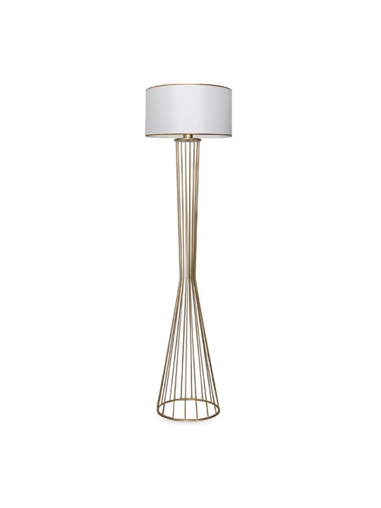 Φωτιστικό δαπέδου Clarke Megapap μέταλλο/ύφασμα χρώμα χρυσό/λευκό 38x21x155εκ.