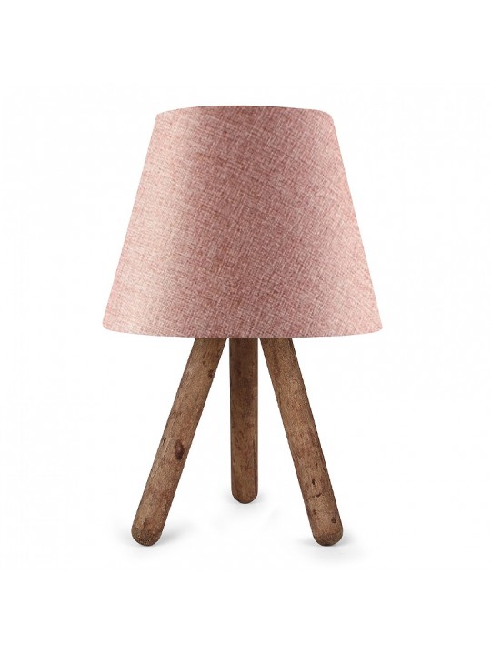 Φωτιστικό επιτραπέζιο Lander Megapap ύφασμα Pvc/ξύλο χρώμα ροζ/καφέ 22x14x32εκ.