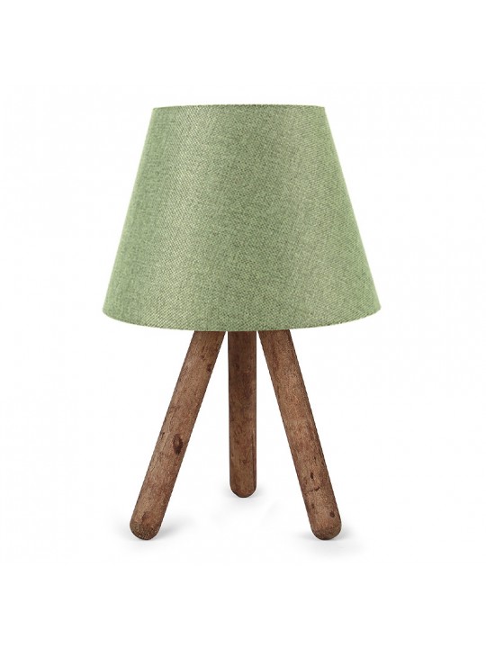 Φωτιστικό επιτραπέζιο Lander Megapap ύφασμα Pvc/ξύλο χρώμα κυπαρισσί/καφέ 22x17x32εκ.