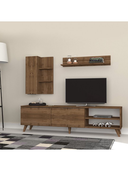 Σύνθεση τηλεόρασης Orion Megapap από μελαμίνη χρώμα καρυδί 180x35x47εκ.