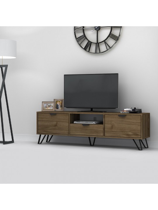 Έπιπλο τηλεόρασης Jasmine Megapap από μελαμίνη χρώμα καρυδί 170x35x50εκ.