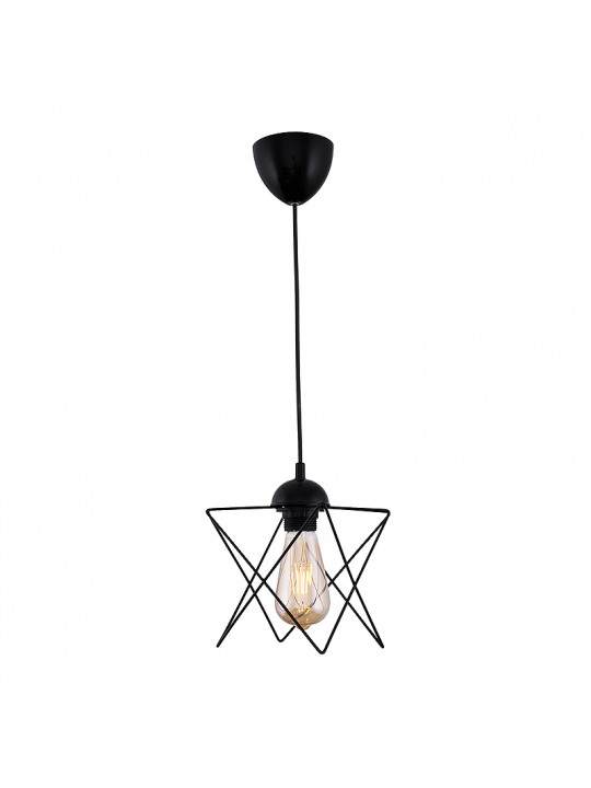 Φωτιστικό οροφής Faven Megapap E27 μεταλλικό μονόφωτο χρώμα μαύρο 17x17x70εκ.