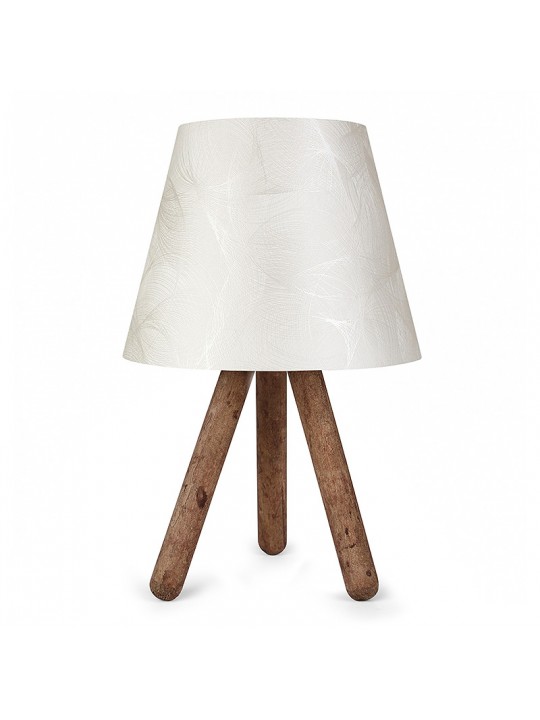 Φωτιστικό επιτραπέζιο Lander Megapap ύφασμα Pvc/ξύλο χρώμα λευκό/καφέ 22x14x32εκ.