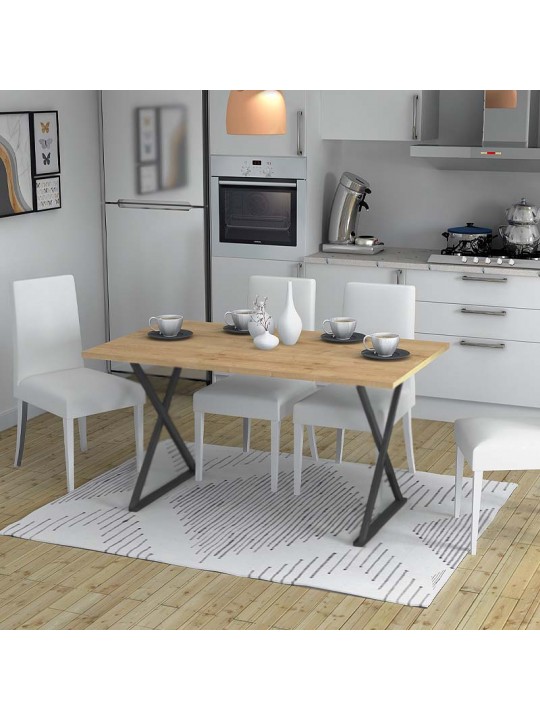 Τραπέζι Bette Megapap μεταλλικό - μελαμίνης χρώμα sonoma - ανθρακί 140x80x76εκ.