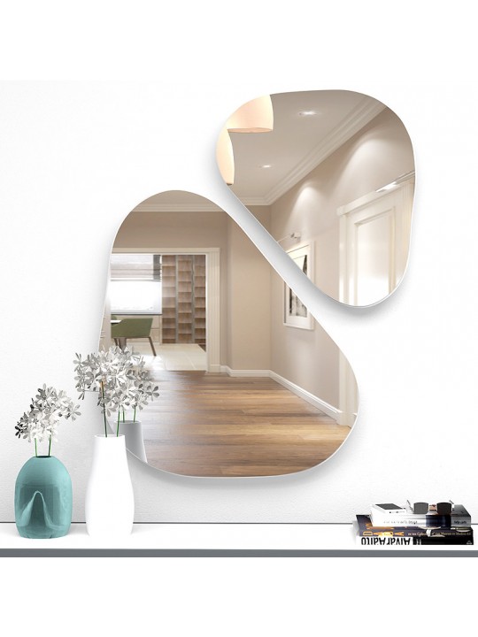 Σετ καθρεφτών τοίχου Leista Megapap 2 τμχ. χρώμα λευκό 65x58x2,2εκ.