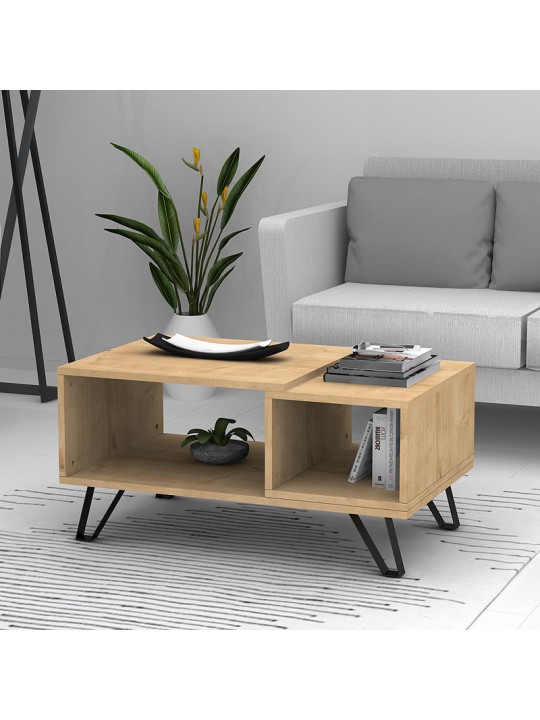 Τραπεζάκι σαλονιού Don Megapap μελαμίνης χρώμα sonoma 90x55x44εκ.