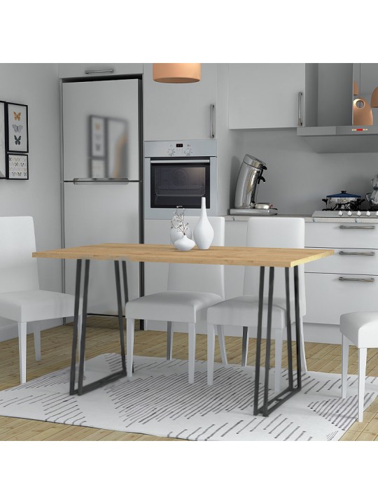 Τραπέζι Gable Megapap μεταλλικό - μελαμίνης χρώμα sonoma - ανθρακί 140x80x76εκ.