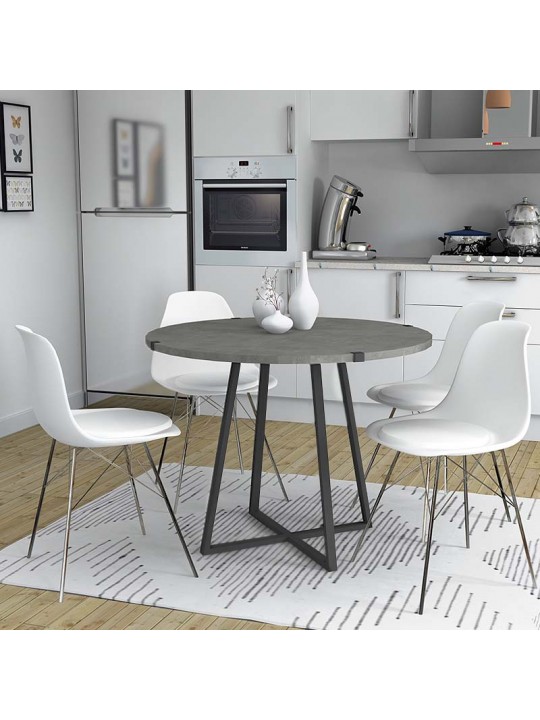 Τραπέζι Rubes Megapap μεταλλικό - μελαμίνης χρώμα ανθρακί 100x100x78εκ.