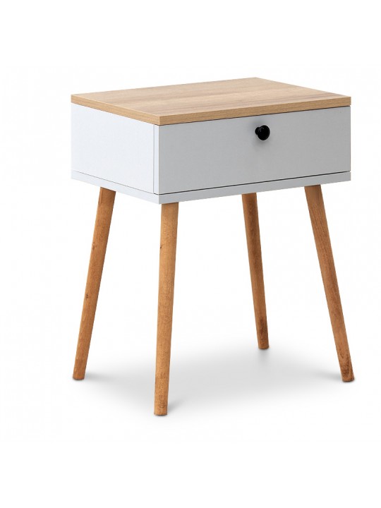 Κομοδίνο Pauline Megapap μελαμίνης χρώμα pine - λευκό 45x35x61εκ.