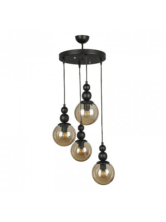 Φωτιστικό οροφής Latona Megapap E27 μεταλλικό τετράφωτο χρώμα μαύρο 30x30x90εκ.