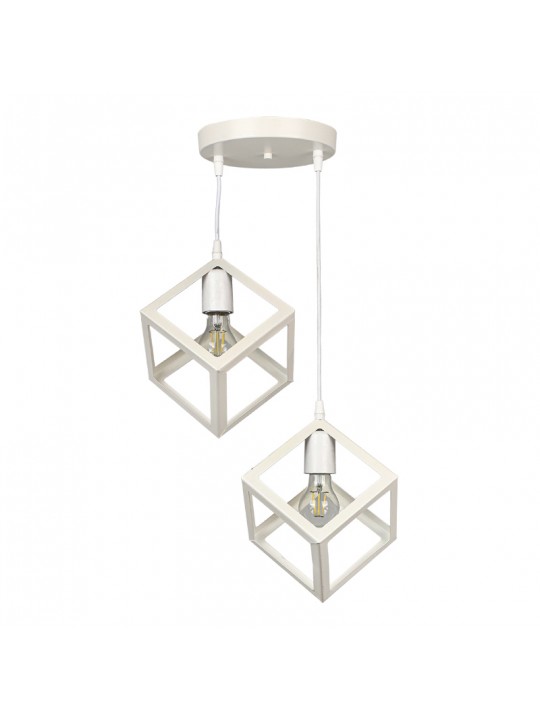 Φωτιστικό οροφής Thora Megapap E27 μεταλλικό δίφωτο χρώμα λευκό 22x22x70εκ.