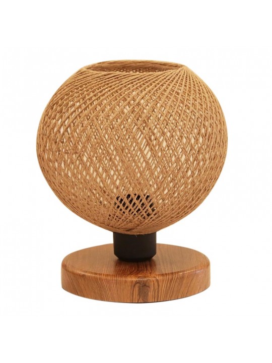 Φωτιστικό επιτραπέζιο Bonnie Megapap E27 κλωστή/Mdf χρώμα φυσικό/καφέ 19x15x22εκ.