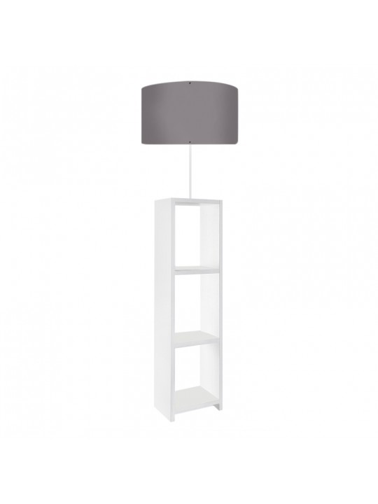 Φωτιστικό δαπέδου Launo Megapap υφασμάτινο Pvc/MDF χρώμα λευκό - γκρι 38x38x150εκ.