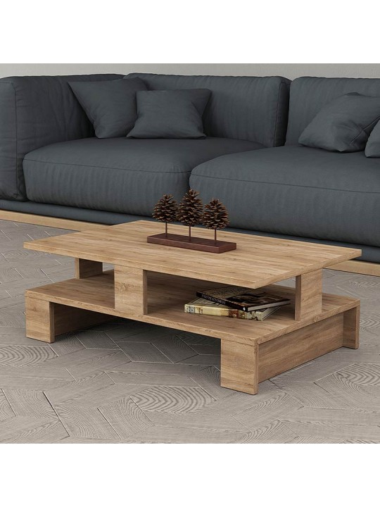 Τραπεζάκι σαλονιού Mansu Megapap μελαμίνης χρώμα φυσικό οξιάς 80x50x27εκ.