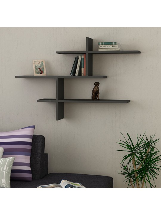 Ραφιέρα τοίχου Leo Megapap μελαμίνης χρώμα ανθρακί 123x22x80εκ.