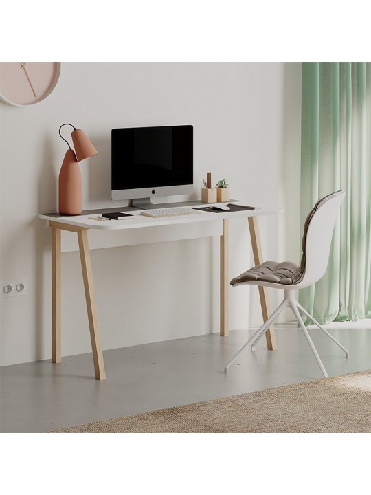 Γραφείο εργασίας Luton Megapap από μελαμίνη χρώμα γκρι ρετρό/λευκό 120x60x75εκ.